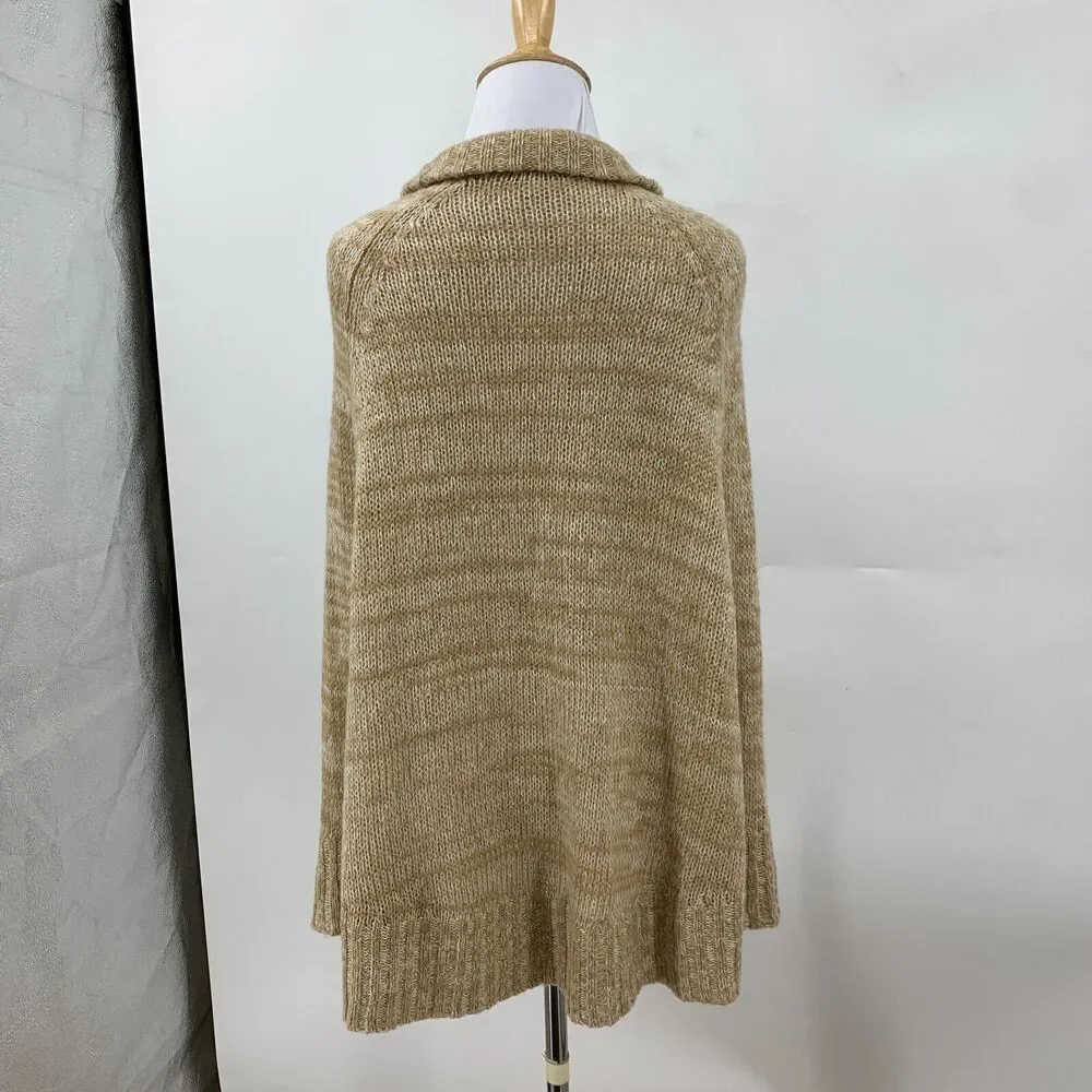 Guess Knit Acrylic Poncho Sweater Womens XS/S Toggle Buttons Zip Up Shawl Collar